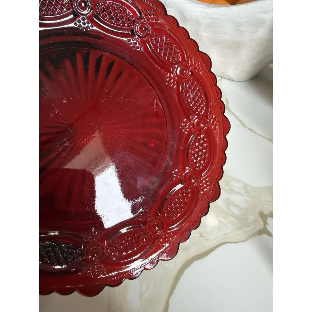 Avon 1876 Cape Cod Dessert Plate Ruby Red Glass 7.25 Inch Replacement